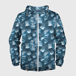 Ветровка с капюшоном мужская Сочная текстура из ледяных кубиков, цвет: 3D-белый