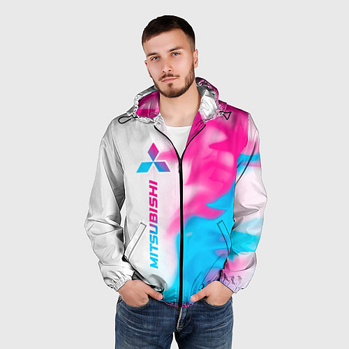 Мужская ветровка Mitsubishi neon gradient style: по-вертикали / 3D-Черный – фото 3