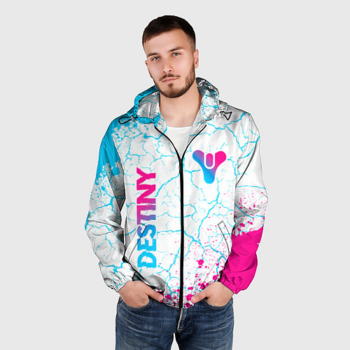 Мужская ветровка Destiny neon gradient style: надпись, символ / 3D-Черный – фото 3