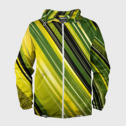 Ветровка с капюшоном мужская Травяной линейный дизайн, цвет: 3D-белый
