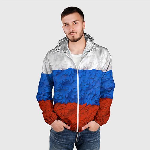 Мужская ветровка Флаг Российской Федерации из цветов / 3D-Белый – фото 3
