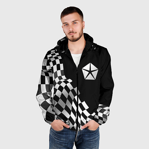 Мужская ветровка Jeep racing flag / 3D-Черный – фото 3