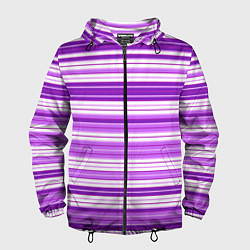 Ветровка с капюшоном мужская Фиолетовые полосы, цвет: 3D-черный