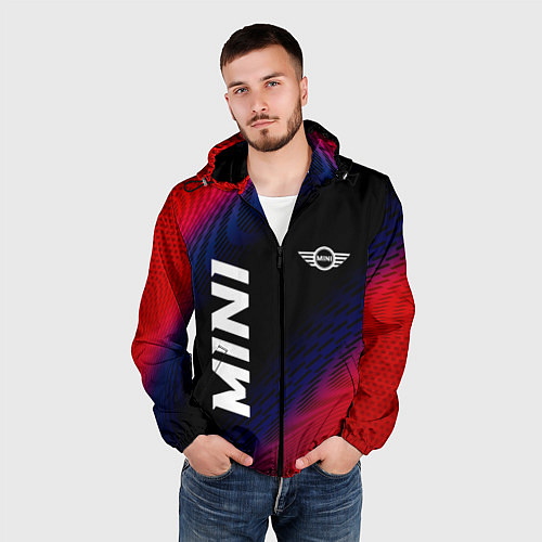 Мужская ветровка Mini красный карбон / 3D-Черный – фото 3