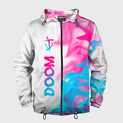 Ветровка с капюшоном мужская Doom neon gradient style: по-вертикали, цвет: 3D-черный
