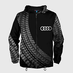 Ветровка с капюшоном мужская Audi tire tracks, цвет: 3D-черный