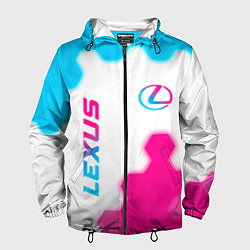 Ветровка с капюшоном мужская Lexus neon gradient style: надпись, символ, цвет: 3D-черный