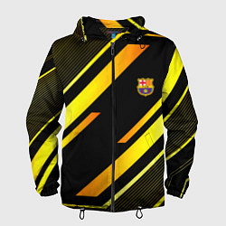 Ветровка с капюшоном мужская ФК Барселона эмблема, цвет: 3D-черный