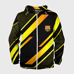 Ветровка с капюшоном мужская ФК Барселона эмблема, цвет: 3D-белый