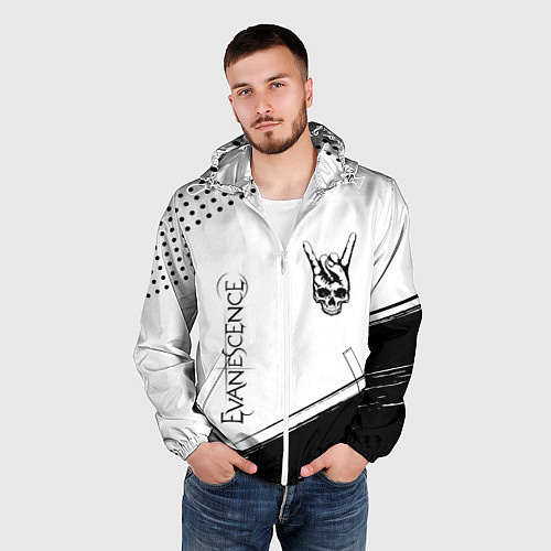 Мужская ветровка Evanescence и рок символ на светлом фоне / 3D-Белый – фото 3