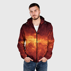 Ветровка с капюшоном мужская Огненная галактика, цвет: 3D-черный — фото 2