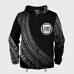 Ветровка с капюшоном мужская Fiat tire tracks, цвет: 3D-черный