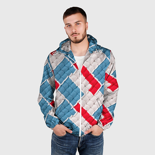 Мужская ветровка Текстура амигуруми / 3D-Белый – фото 3