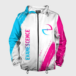 Ветровка с капюшоном мужская Evanescence neon gradient style: надпись, символ, цвет: 3D-черный