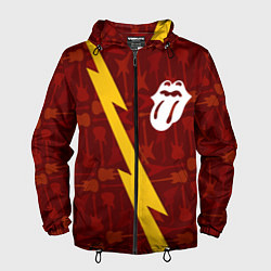 Ветровка с капюшоном мужская Rolling Stones гитары и молния, цвет: 3D-черный