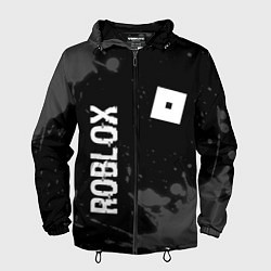 Ветровка с капюшоном мужская Roblox glitch на темном фоне: надпись, символ, цвет: 3D-черный
