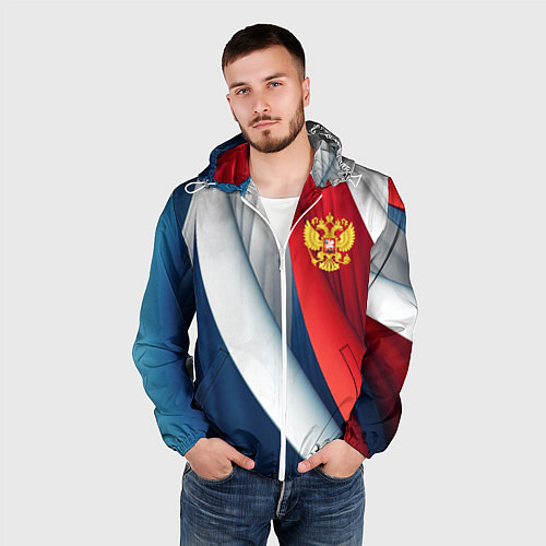 Мужская ветровка Герб России абстракция / 3D-Белый – фото 3