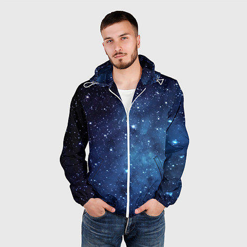 Мужская ветровка Звездное небо - нейросеть / 3D-Белый – фото 3