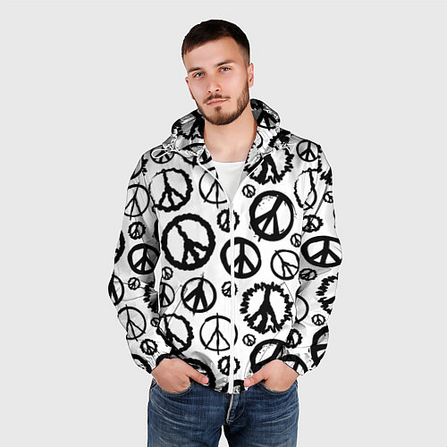 Мужская ветровка Many peace logo / 3D-Белый – фото 3