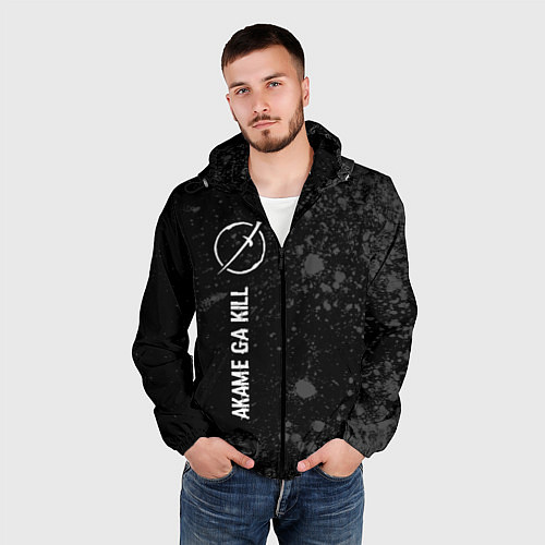 Мужская ветровка Akame ga Kill glitch на темном фоне: по-вертикали / 3D-Черный – фото 3