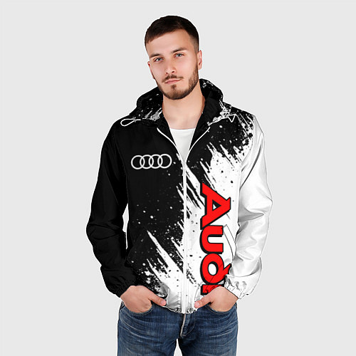 Мужская ветровка Ауди - белые потертости / 3D-Белый – фото 3