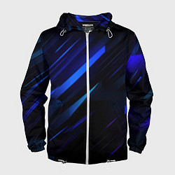 Ветровка с капюшоном мужская Blue black texture, цвет: 3D-белый