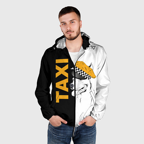Мужская ветровка Собака в кепке таксиста / 3D-Черный – фото 3