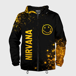 Ветровка с капюшоном мужская Nirvana - gold gradient: надпись, символ, цвет: 3D-черный