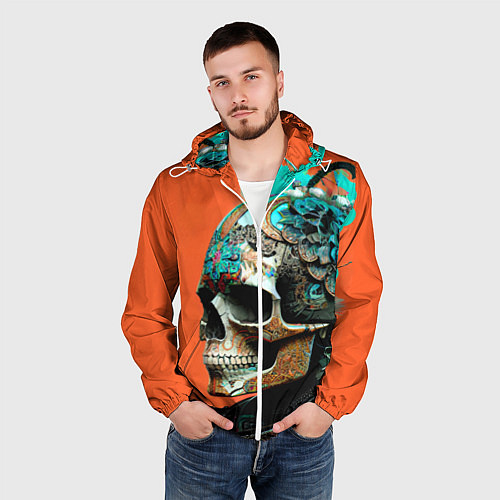 Мужская ветровка Art skull - irezumi - Japan / 3D-Белый – фото 3