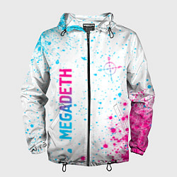 Ветровка с капюшоном мужская Megadeth neon gradient style: надпись, символ, цвет: 3D-черный