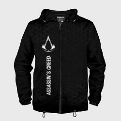 Ветровка с капюшоном мужская Assassins Creed glitch на темном фоне: по-вертикал, цвет: 3D-черный