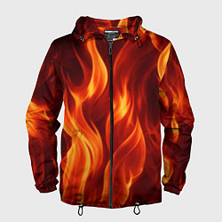 Ветровка с капюшоном мужская Пламя огня, цвет: 3D-черный
