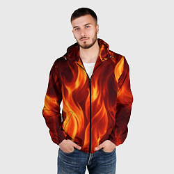 Ветровка с капюшоном мужская Пламя огня, цвет: 3D-черный — фото 2