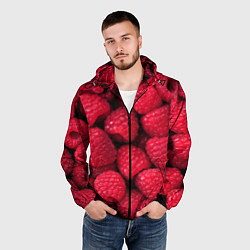 Ветровка с капюшоном мужская Малина - паттерн, цвет: 3D-черный — фото 2