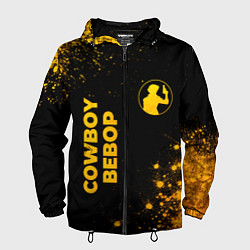 Ветровка с капюшоном мужская Cowboy Bebop - gold gradient: надпись, символ, цвет: 3D-черный