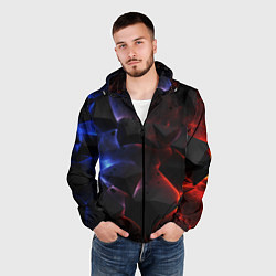 Ветровка с капюшоном мужская Объемные черные плиты, цвет: 3D-черный — фото 2