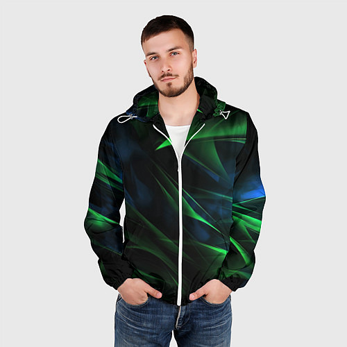 Мужская ветровка Dark green background / 3D-Белый – фото 3