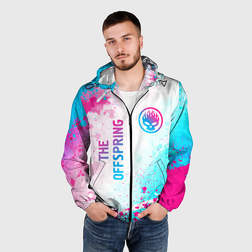 Мужская ветровка The Offspring neon gradient style: надпись, символ / 3D-Черный – фото 3