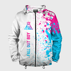 Ветровка с капюшоном мужская Fall Out Boy neon gradient style: по-вертикали, цвет: 3D-черный