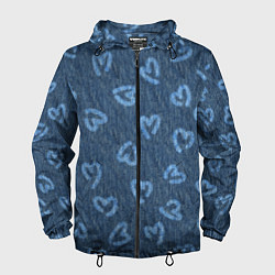 Ветровка с капюшоном мужская Hearts on denim, цвет: 3D-черный