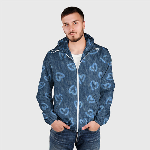 Мужская ветровка Hearts on denim / 3D-Белый – фото 3