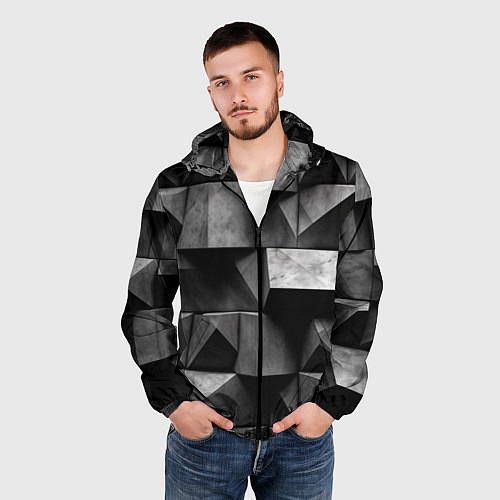 Мужская ветровка Обман зрения и каменные плиты / 3D-Черный – фото 3