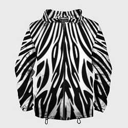 Ветровка с капюшоном мужская Черная абстракция зебра, цвет: 3D-черный