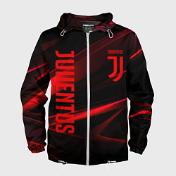Ветровка с капюшоном мужская Juventus black red logo, цвет: 3D-белый