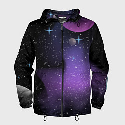 Ветровка с капюшоном мужская Фон космоса звёздное небо, цвет: 3D-черный