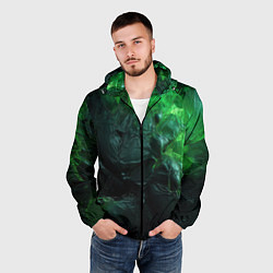 Ветровка с капюшоном мужская Зеленая объемная текстура, цвет: 3D-черный — фото 2