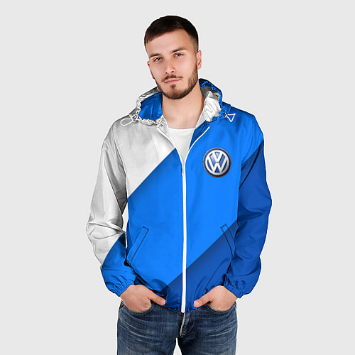 Мужская ветровка Volkswagen - голубые линии / 3D-Белый – фото 3