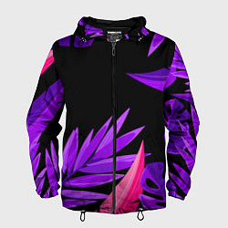 Ветровка с капюшоном мужская Floral composition - neon, цвет: 3D-черный