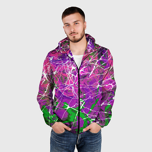 Мужская ветровка Имитация камня - абстракция / 3D-Черный – фото 3