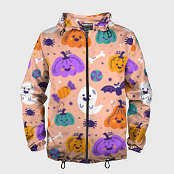 Мужская ветровка Halloween - pumpkins and ghosts